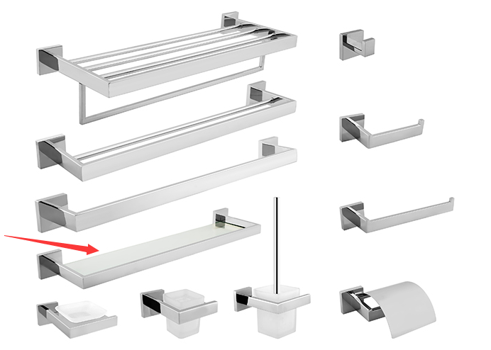 Нержавеющая сталь 304 аксессуары ванной комнаты стеклянная полка полированная для декораций