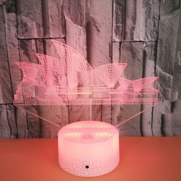 Custom building city card Sydney Opera landmark Colorful Touch 3D Night Lights LED Stereoscopic Lights