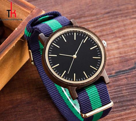 DW Nylon Strap Wood Watch For Her Sandalwood Case Metal Dial Unisex Ebony