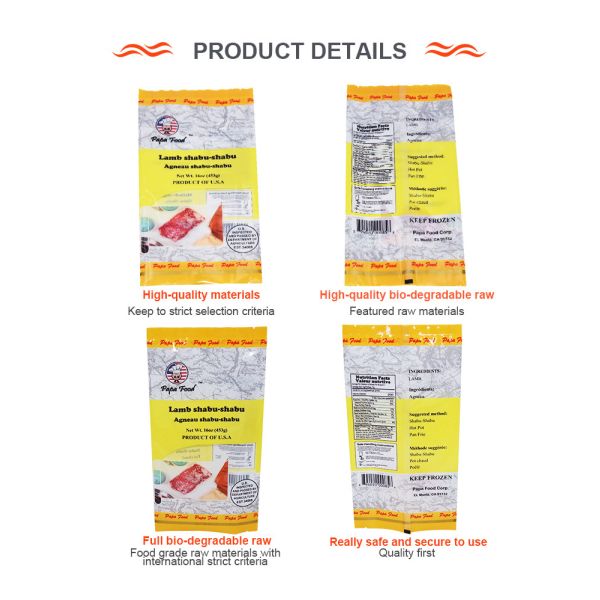 Middle Sealed Food Packaging Bags 28x11.5cm BOPA PE Material Refrigeratable