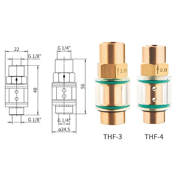 THF Oil Return Check Valve With Maximum Pressure 15 Bar Orifice ∅0.8-∅3.0mm