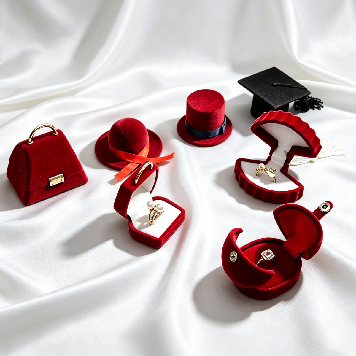 Custom Design Velvet Gift Box Novelty Shaped Velvet Jewelry Gift Boxes