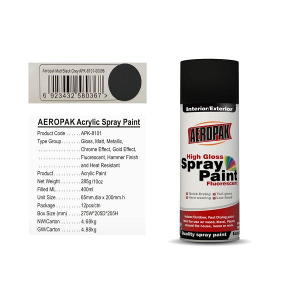 краска для пульверизатора веса сети 10oz акриловая для деревянного цвета Matt черного серого