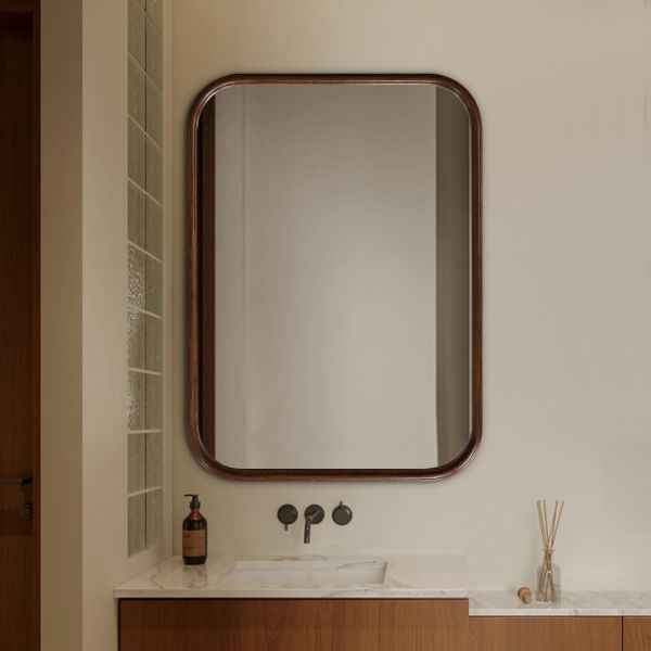 Rectangular Wooden Framed Bathroom Mirror 19*27inch 24*31inch Wall Hanging Installation
