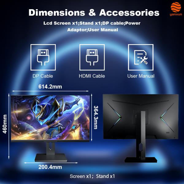 Monitor de juegos 4K de 27 pulgadas, resolución UHD, 180 Hz, soporte fijo, monitor de computadora, 300 cd/m2