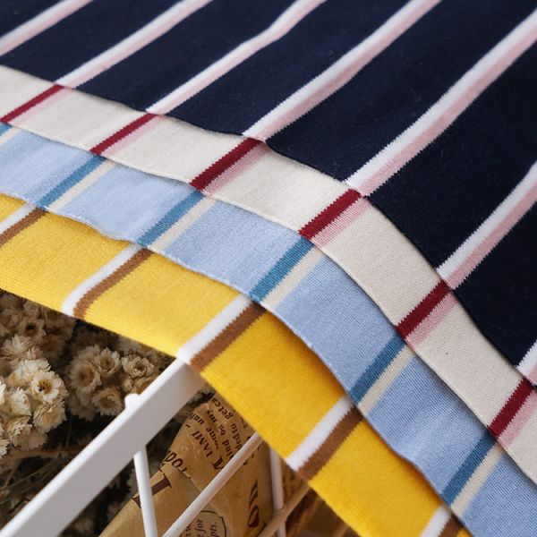 Удобная для кожи двойная вязаная ткань Полосатый хлопок для повседневного ношения