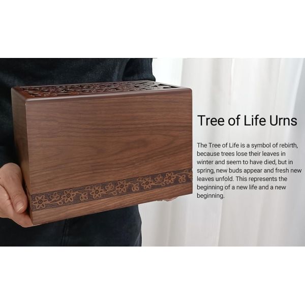 Cremation Urns For Human Ashes Adult Male Or Female, Funeral Memorial Urns For Ashes, Wooden Tree Of Life Decorative