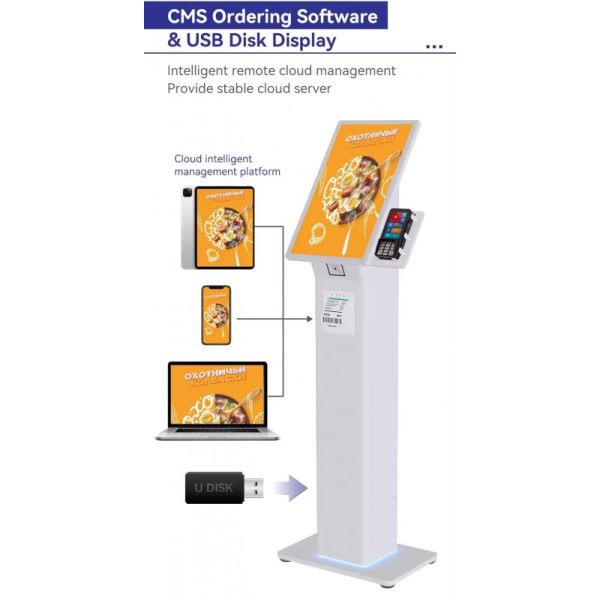 32 Inch LCD Display Self Ordering Kiosk with Receipt Printer and Menu Customization for Restaurants