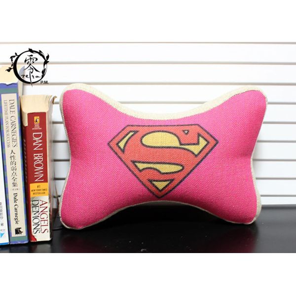 Marvel Heros Polyester Car Neck Pillows , Zipper Silk Cotton Dog Bone Cushion