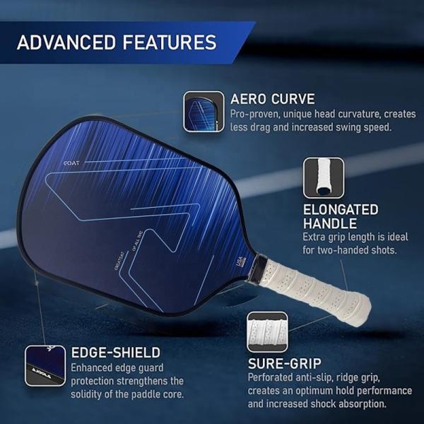 Custom Branded Pickleball Paddles 41.8cm Carbon Fiber 360° Unibody Thermoformed Head To Handle