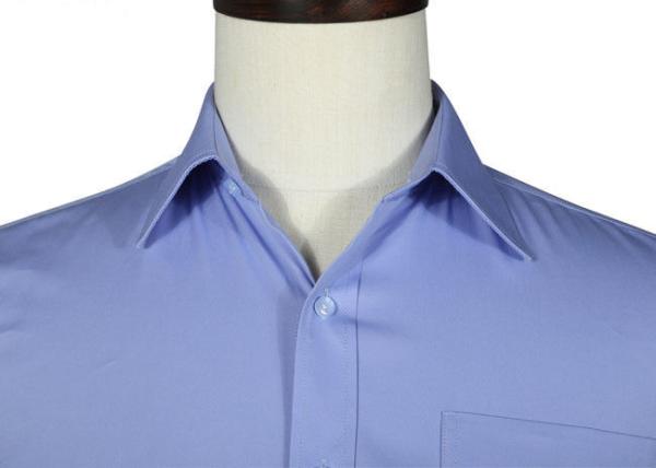 Sky Blue Color Office Work Uniforms , Single Breasted Men's Work Uniform Shirts