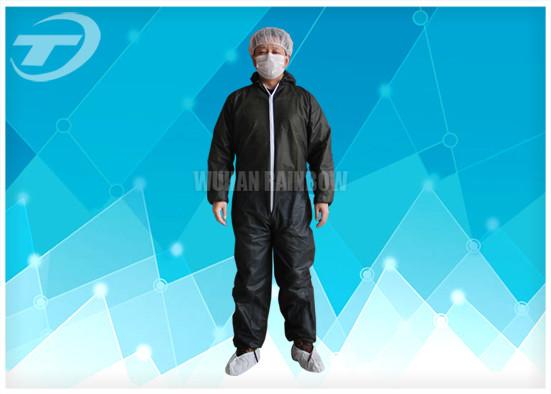 Lightweight Anti - Acid Disposable Coverall Suit Microporous Film Laminated Fabric
