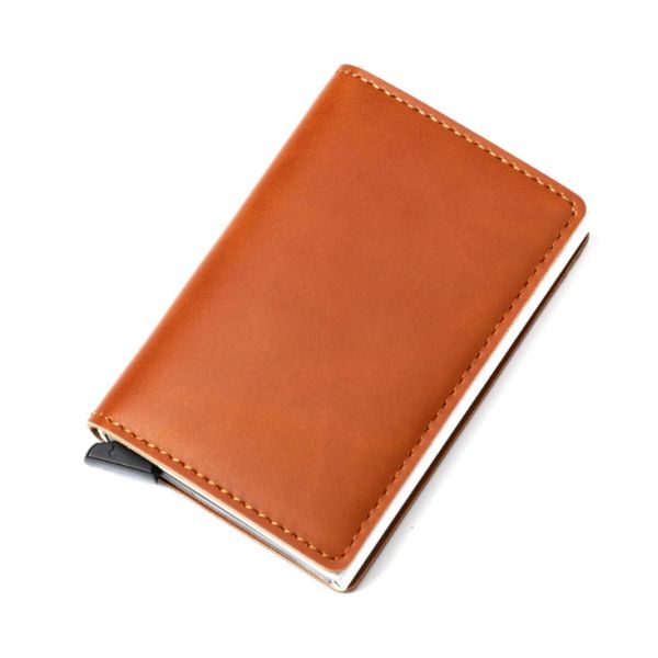 Customized Color Pop Up PU Leather Metal Wallet Blocking Automatic Aluminium Credit Card Holder Custom