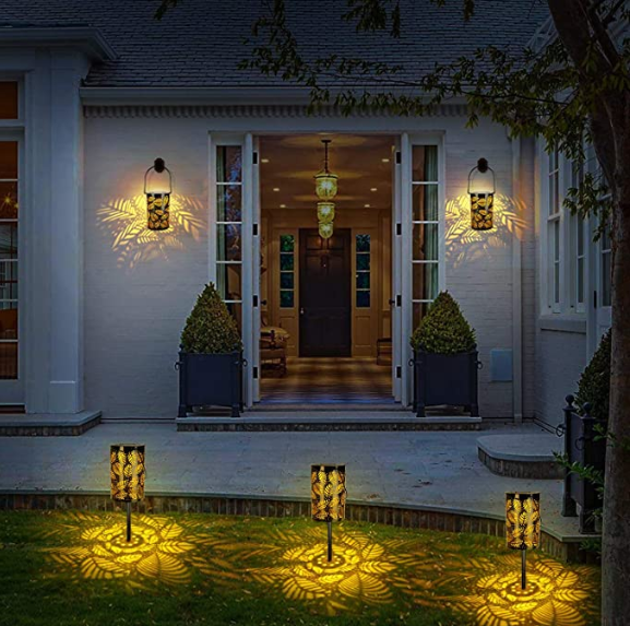 Metal Hollow 2700K 200mm 1W LED Solar Garden Lanterns