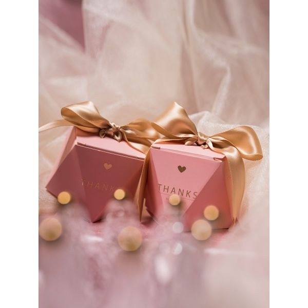 Pink European Type Fancy Paper Boxes Folding Food Candy Packaging For Wedding Gifts Party