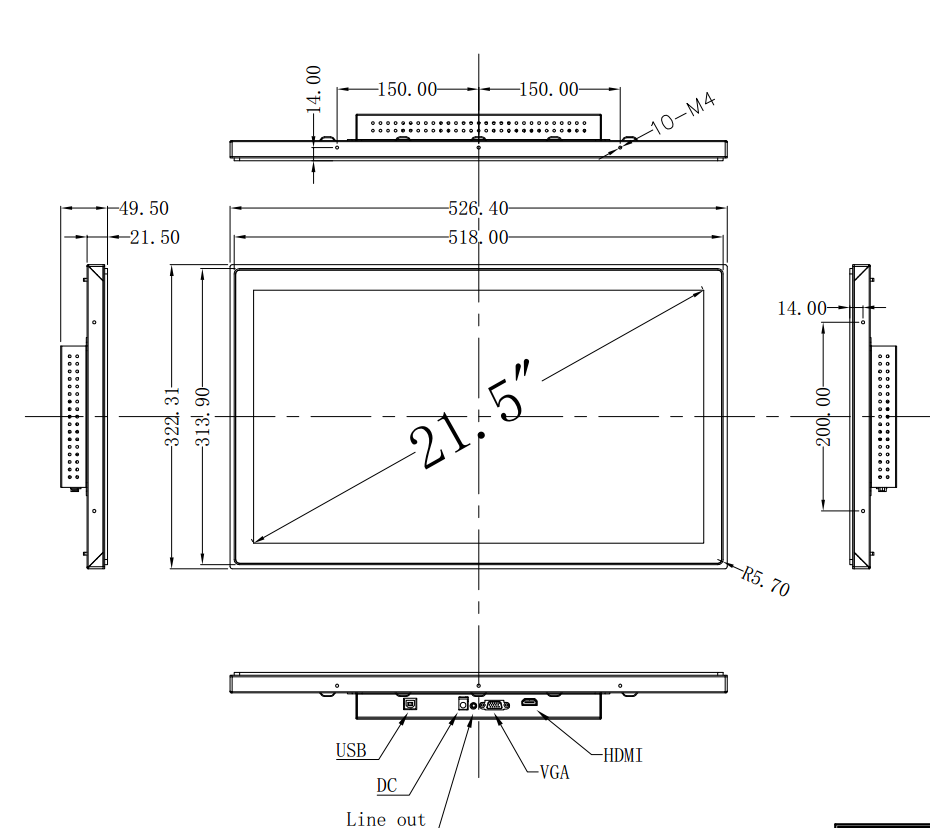 Монитор игры СИД 21,5 дюймов закалил слепимость стеклянного градиента анти-
