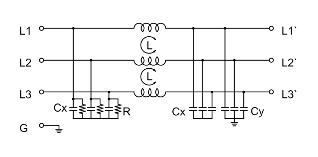 380V/440V Трехфазный фильтр высокой аттенуации Тип 50A EMI/RFI фильтр