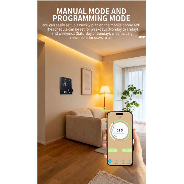 WiFi Knob Thermostat: Voice/App/Weekly Program, Child Lock, 16A