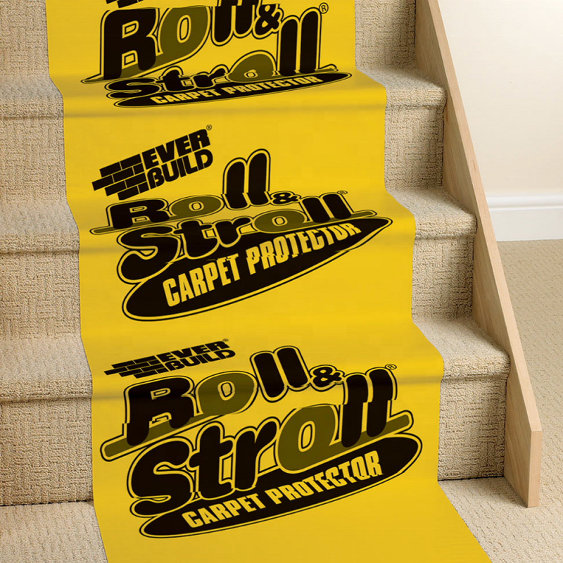 Yellow High Elongation PE Grocery Carpet Protection Tape Film 60CM * 25M 50M 100M with Customized Logo Printing