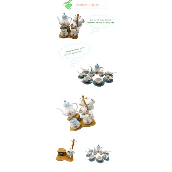 Charming Floral Theme Chinese Porcelain Tea Set in White Color Perfect for Wedding Gifts 23*22/15*10/6.5*14.5/11*12.5cm