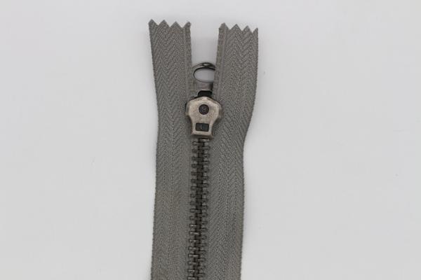 Grey Tape Decorative Zippers For Sewing , Front Zipper Heavy Duty Invisible Zipper