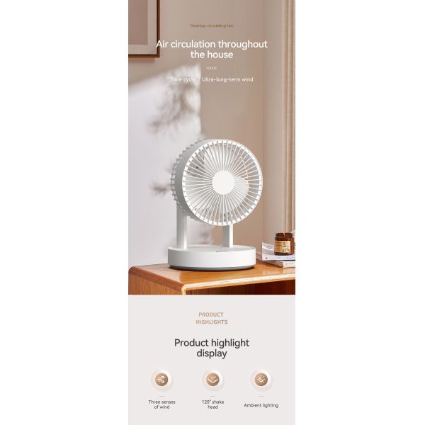 Home Office Portable Desk Fan Quiet Plastic Material Battery Operated Table Top Fan