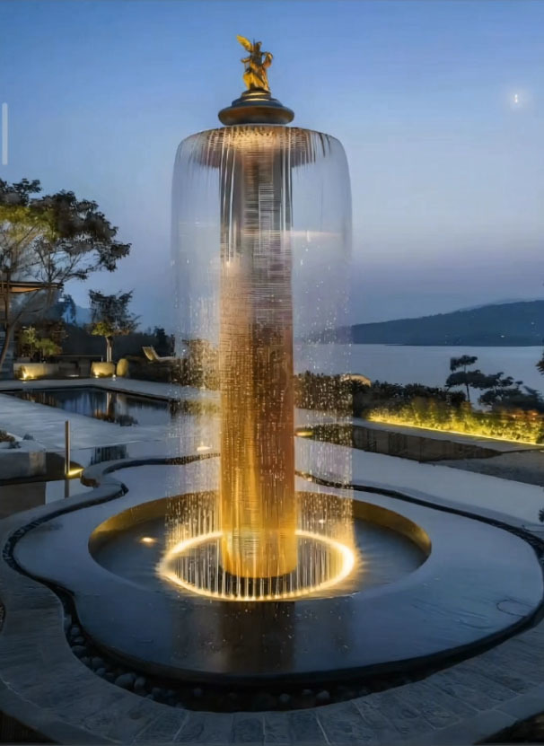 Contemporary 316L Stainless Steel Mirror Polished Abstract Metal Fountain Sculpture for Garden and Outdoor Decor