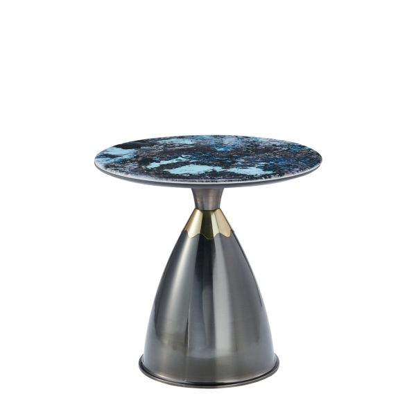 Современный светлый роскошный круглый гостиная черный мрамор смотреть стекло верхний металлический основания угловые столы столик