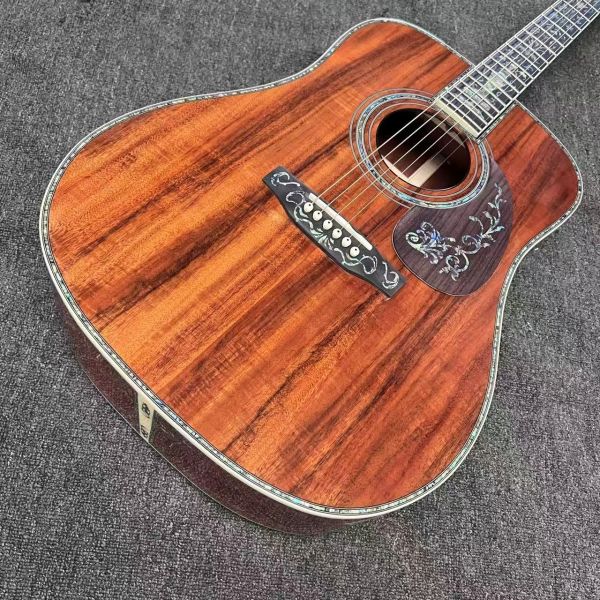 Custom 6/12 Strings Solid KOA Back Side Abalone Binding Acoustic Guitar with Customized Logo in Abalone