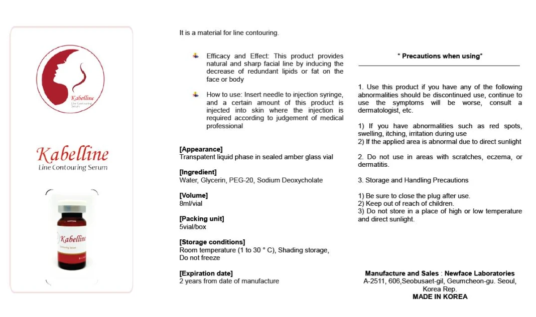 Лаборатория жирное растворяя Kabelline жирное Dissolver Lipo липолиза Кореи вводимое