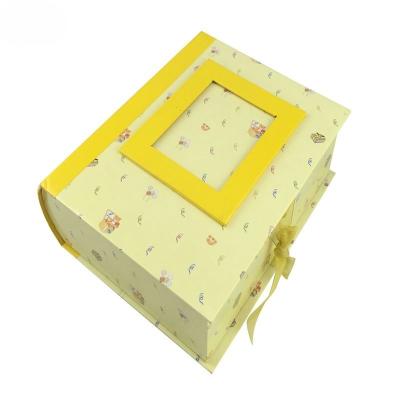 3 Drawers Foldable Gift Boxes Yellow Keepsake Jewelry Box Flip Top Boxes With Magnetic Closure