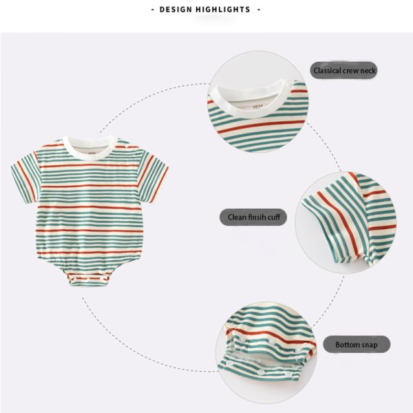 Wholesale Newborn Striped Cotton Baby Romper Custom Unisex Baby Bodysuits