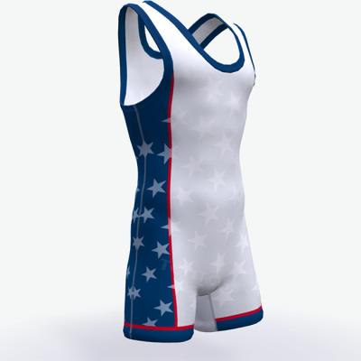 Custom Polyester White Wrestling Singlet Non Fading Washable
