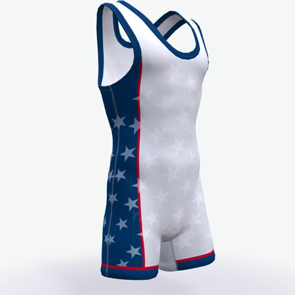 Custom Polyester White Wrestling Singlet Non Fading Washable