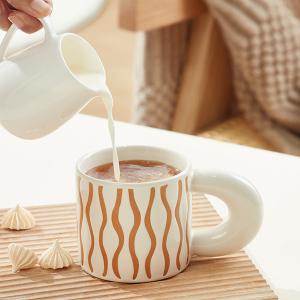 Ready To Ship In Stock Unique Handmade Ceramic Mugs Colorful Striped Pattern Tea