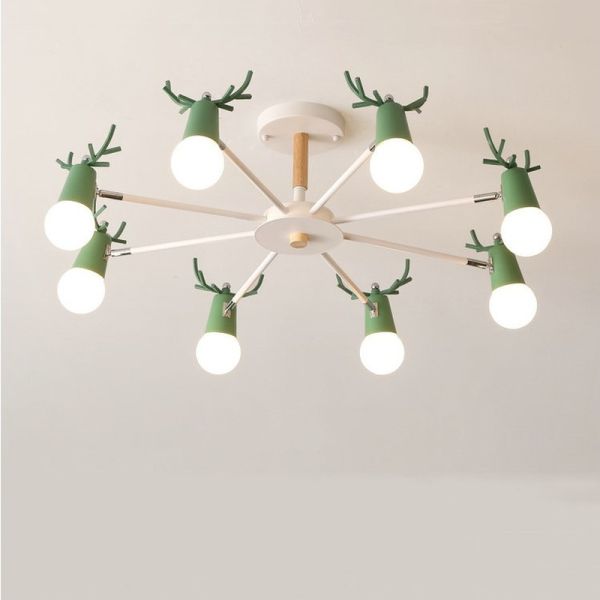Modern wood chandelier horn deer Lampshade Kids room Girl room Chandelier(WH-MI-267)