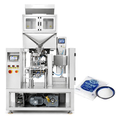 Rotary Premade Pouch Packing Machine with 4-Head Weigher for Sugar Salt Coffee Granules Snacks Auto Weighing Sealing