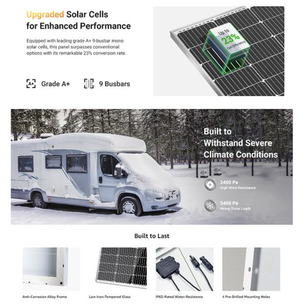 Водонепроницаемый монокристаллический моносолнечный модуль 100 Вт 12 В твердая солнечная панель