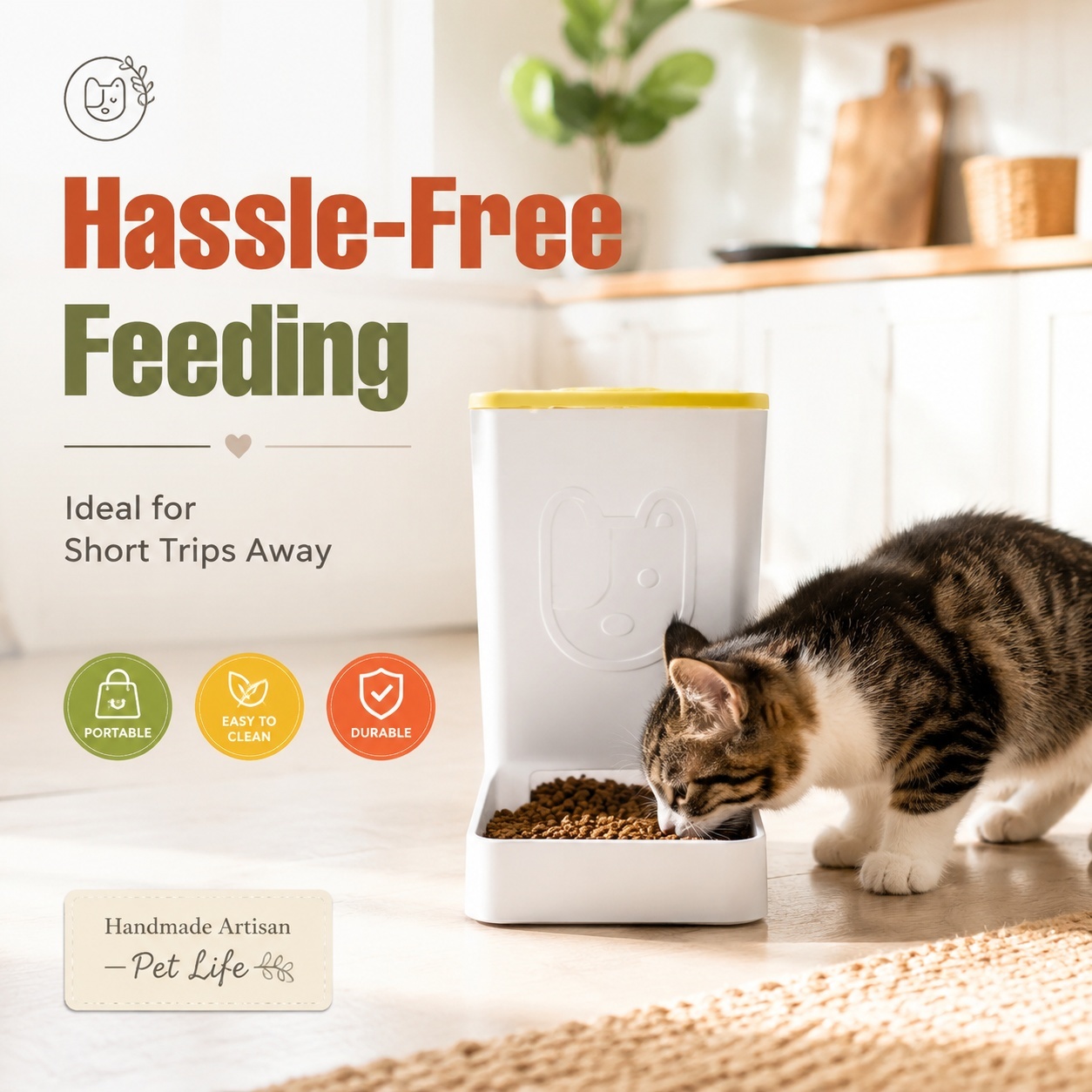 Automatic Gravity Feeding Desktop 3D Printed Pet Accessories, Small Dog Cat Bowl With Food Storage Function