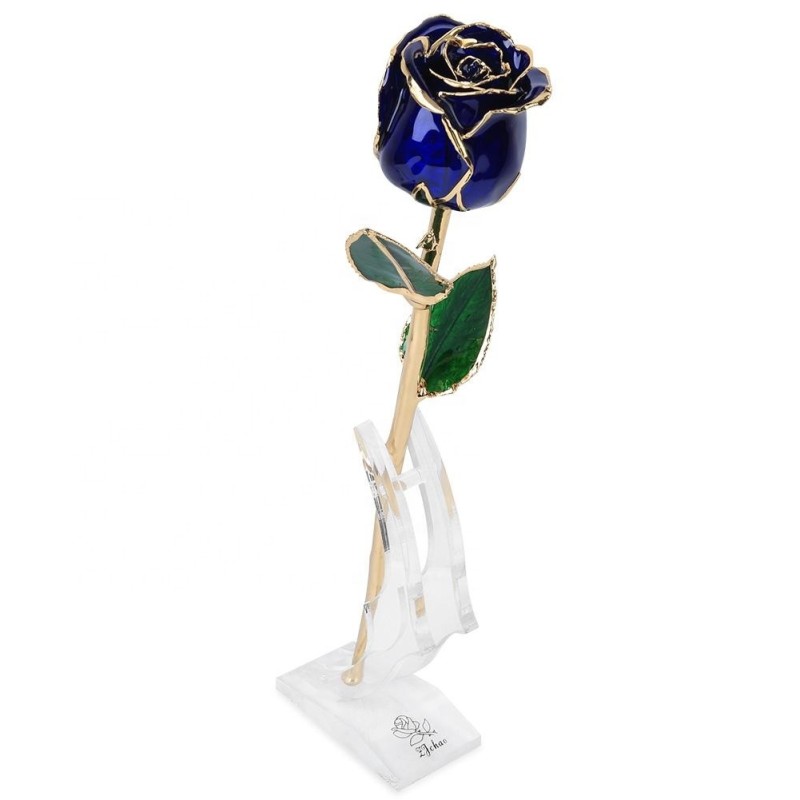 Half-blooming 24k Gold Dipped Blue Rose Rose Preserved Flowers Gold Rose for