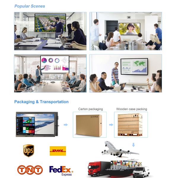55 65 75 86 Inch 4K Smart Board with Camera Microphone Wireless Screen Share Interactive Whiteboard for Conference Room