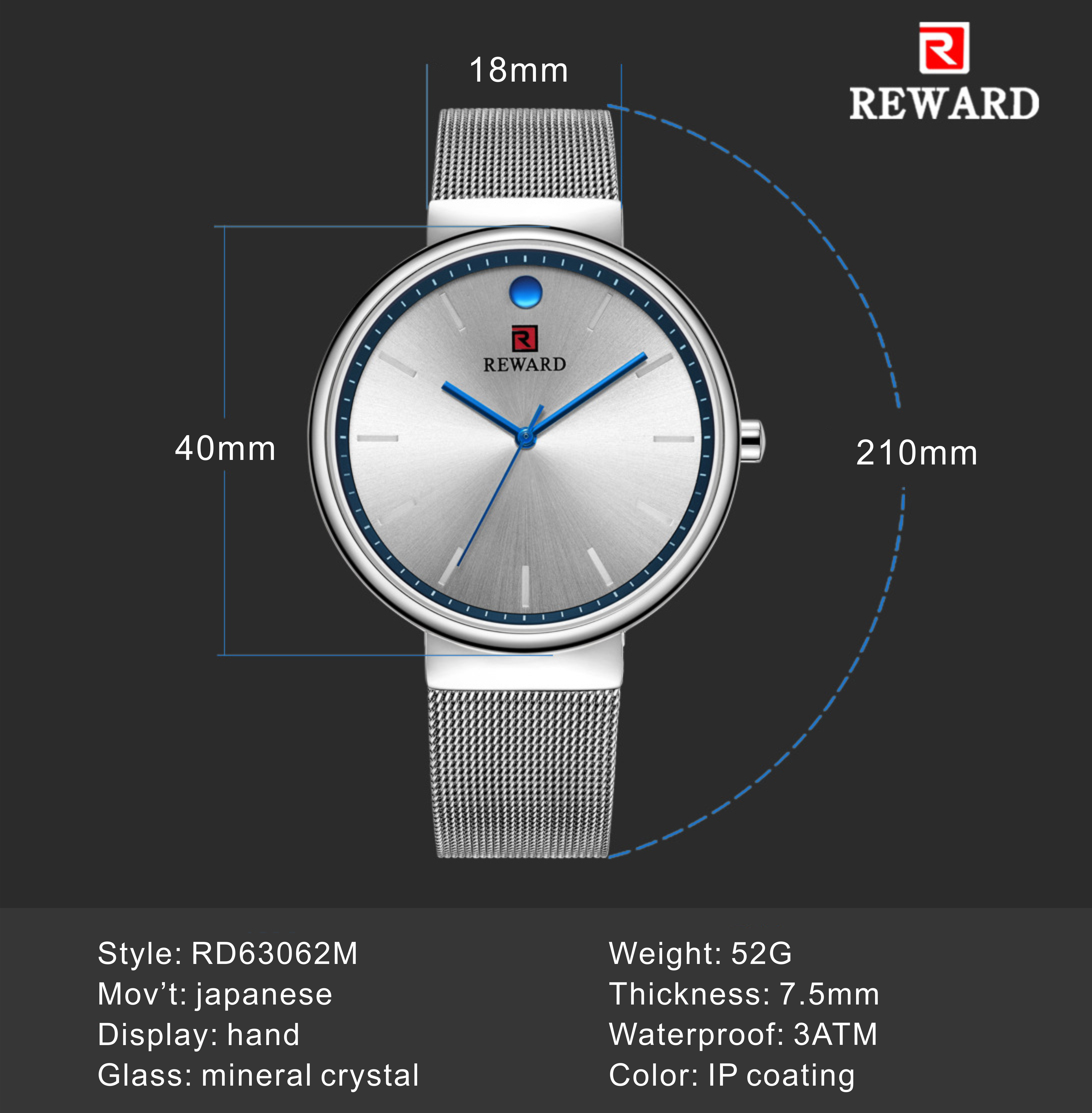 Quartz Movement Mens Stainless Steel Watches Alloy Case 3 Atm Water Resistant