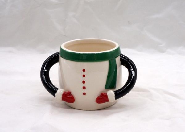 Colorful 3D Ceramic Mug Hand Painted Christmas Santa Claus Cup With Two Handle