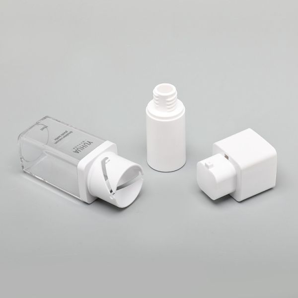 Transparent Square Shape Bottle Double Wall Bottle Airless Wholesale PET Plastic Bottle 15ml 30ml 50ml