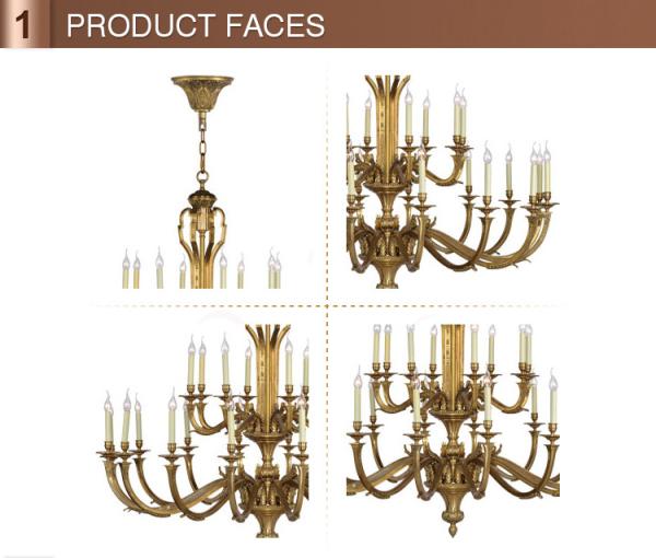 Brushed brass chandelier America Style For Hotel Project Lighting Fixtures (WH-PC-02)