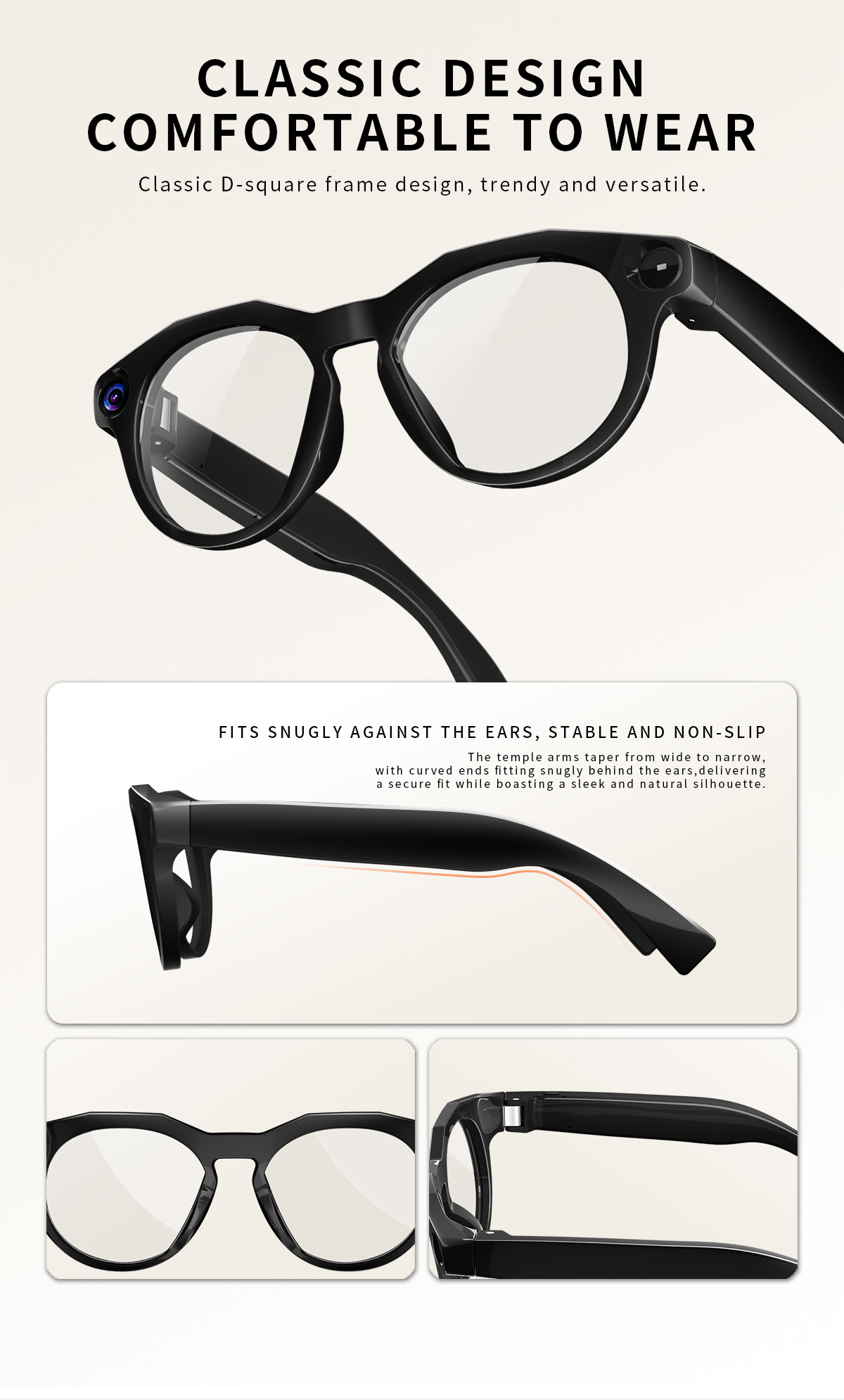 Real Time Smart AI Translation Glasses Take Picture Video Recording Audio Call