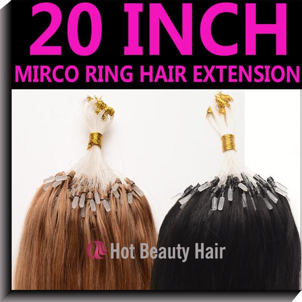SGS Custom Human Hair Wigs , Black Micro Ring Indian Remy Hair Extensions 16 Inch For Women