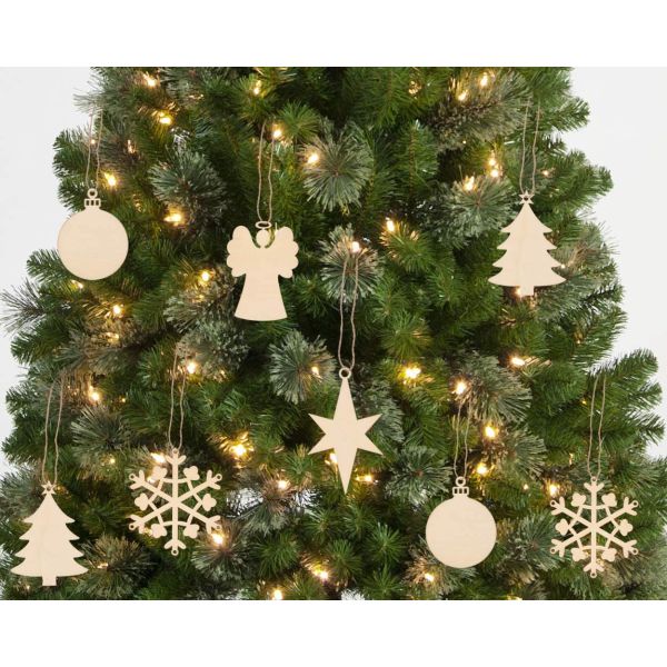 Christmas Wooden Ornaments  Wood Slices Decorations Hanging Embellishments with Strings DIY  Ornament Crafts Tree