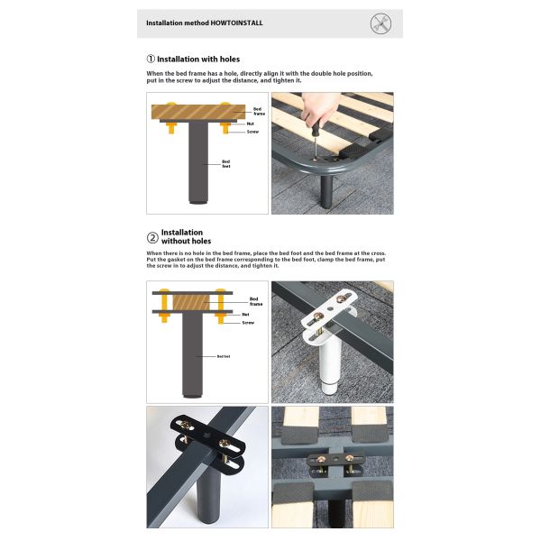 Modern Heavy Duty Adjustable Height Center Support Foot Bed Frame Furniture Hardware Bed Legs