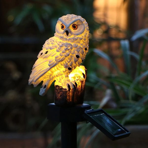 Warm White Plastic Solar Light Crafts Lawn Lights Garden Owl Lights 2700K IP55